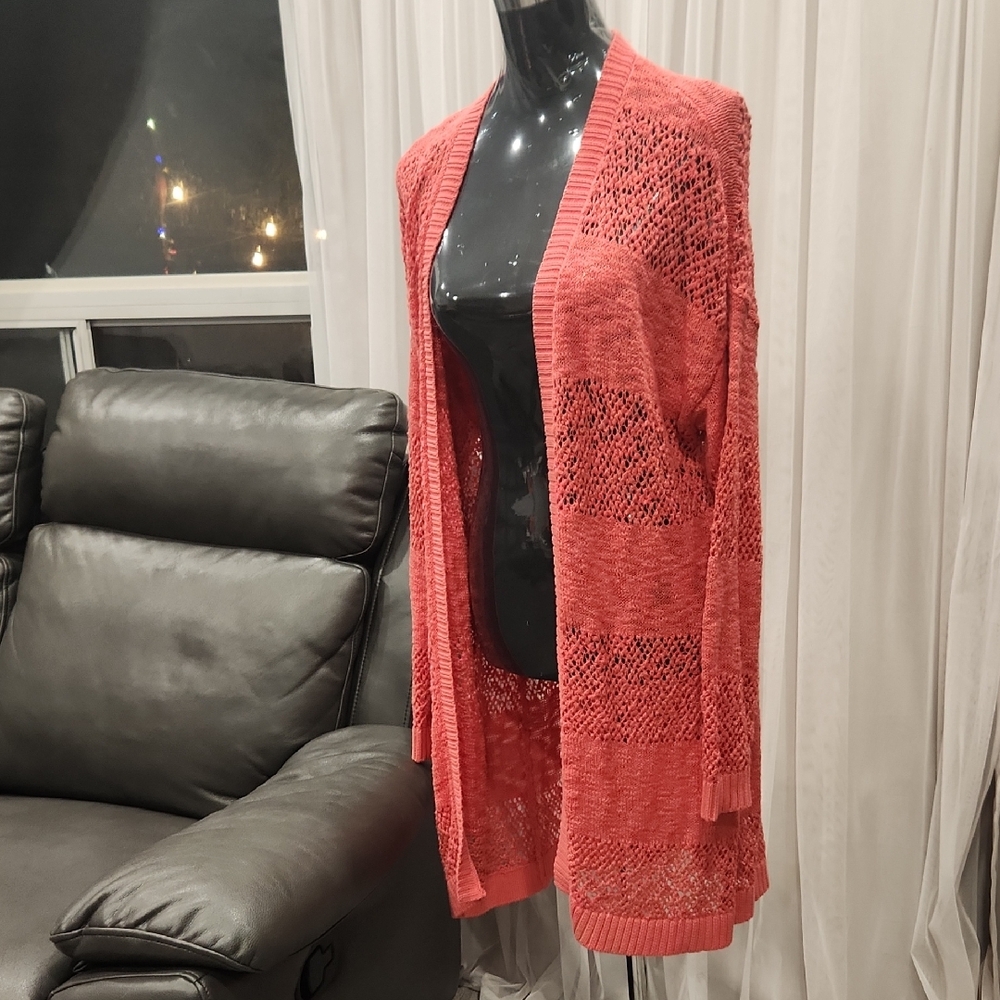 Sz 0.(L) Cotton Torrid Coral Open-Front Cardigan